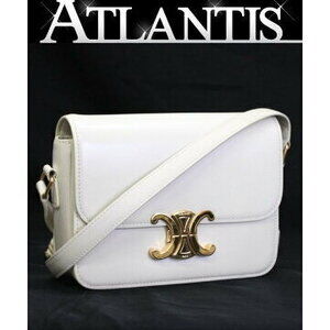 Celine Teen Triomphe Shoulder Bag White Leather